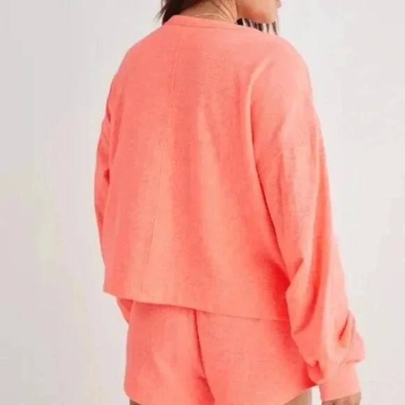 Aerie Endless Summer Oversized Pink Crew Sweatshirt NWT - Picture 2 of 9